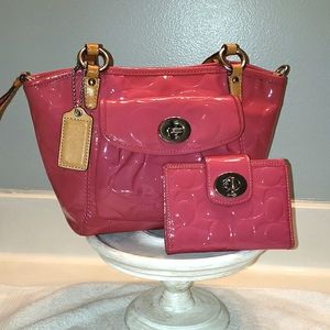Coach hot pink patent leather set